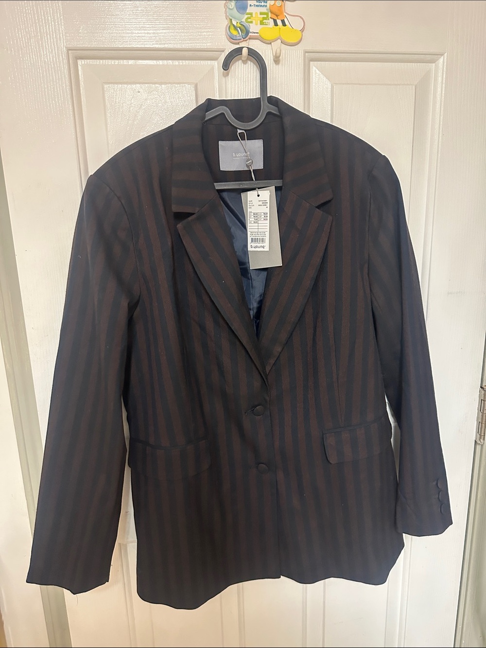 Striped Black & Brown Single-Breasted Blazer